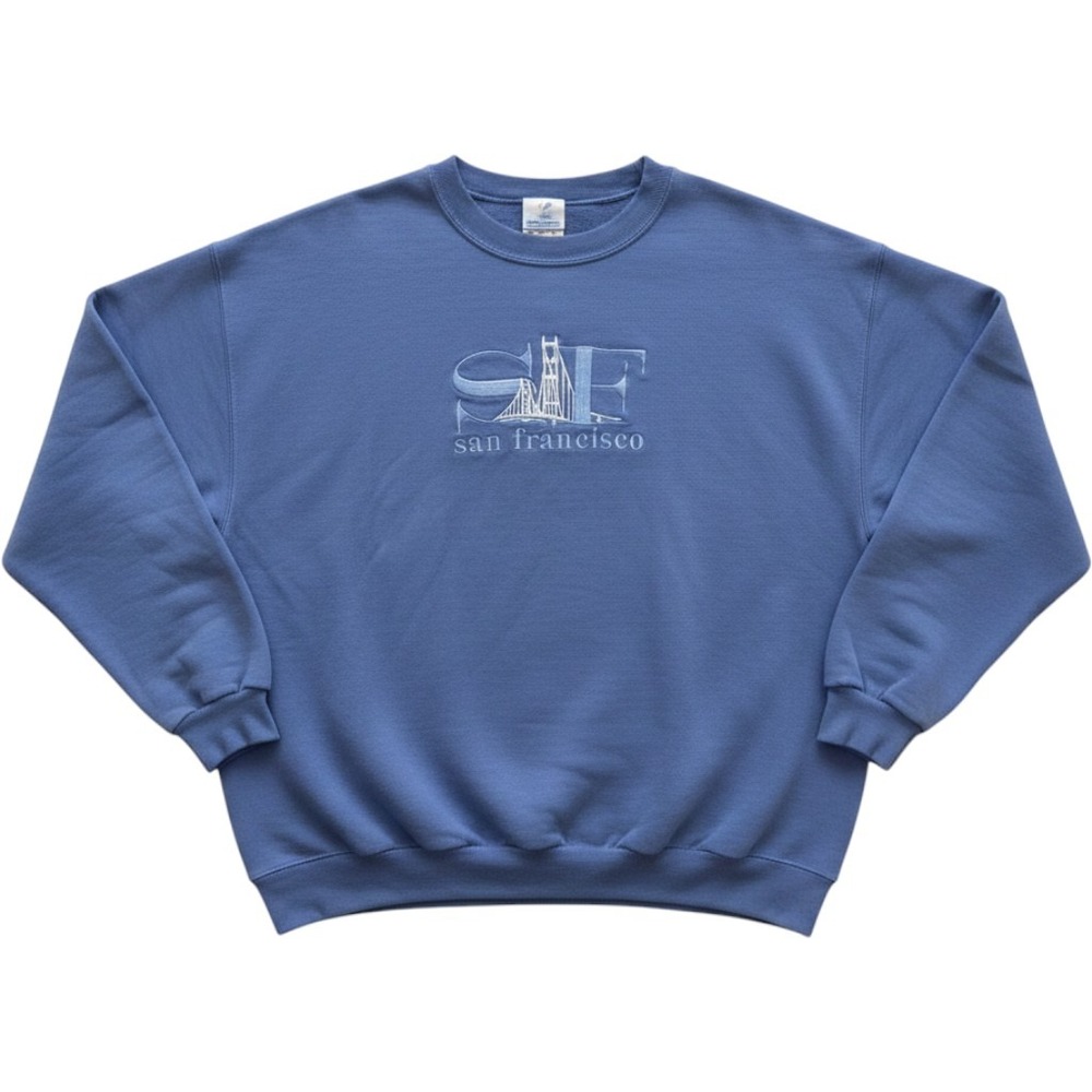 VTG Jerzees Womens San Francisco Embroidered Graphic Sweatshirt Size 2X Blue